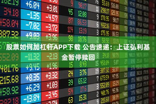 股票如何加杠杆APP下载 公告速递：上证弘利基金暂停赎回