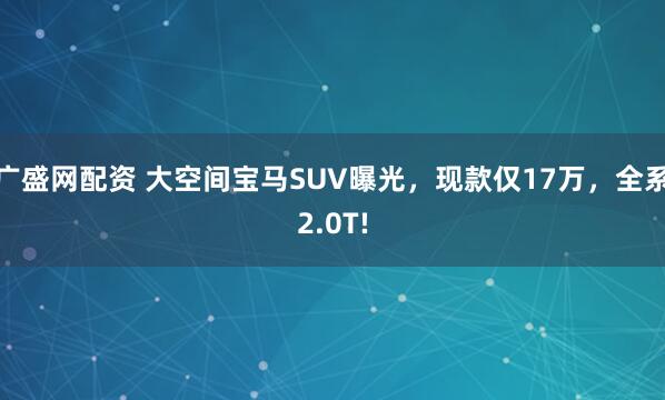 广盛网配资 大空间宝马SUV曝光，现款仅17万，全系2.0T!